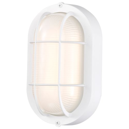 Main product image of LED Small Oval Bulk Head Fixture White Finish w/ White Glass