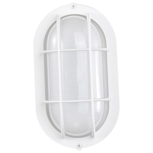 Main product image of LED Small Oval Bulk Head Fixture White Finish w/ White Glass