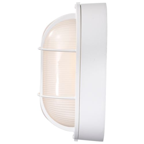 Main product image of LED Small Oval Bulk Head Fixture White Finish w/ White Glass
