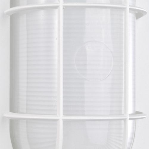 Main product image of LED Small Oval Bulk Head Fixture White Finish w/ White Glass