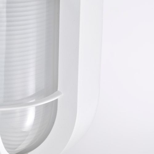 Main product image of LED Small Oval Bulk Head Fixture White Finish w/ White Glass