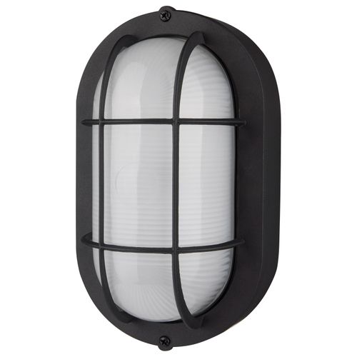 Main product image of LED Small Oval Bulk Head Fixture Black Finish w/ White Glass