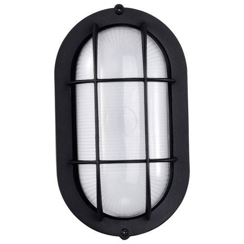 Main product image of LED Small Oval Bulk Head Fixture Black Finish w/ White Glass
