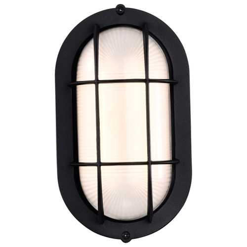 Main product image of LED Small Oval Bulk Head Fixture Black Finish w/ White Glass