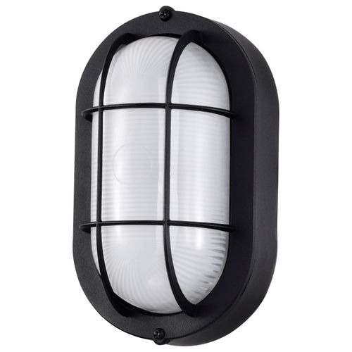 Main product image of LED Small Oval Bulk Head Fixture Black Finish w/ White Glass