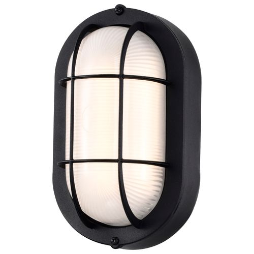 Main product image of LED Small Oval Bulk Head Fixture Black Finish w/ White Glass