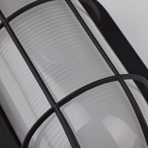 Main product image of LED Small Oval Bulk Head Fixture Black Finish w/ White Glass