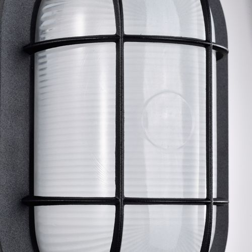 Main product image of LED Small Oval Bulk Head Fixture Black Finish w/ White Glass