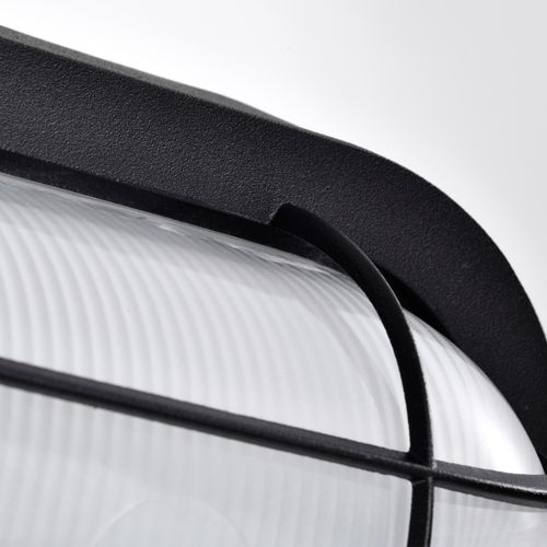 Main product image of LED Small Oval Bulk Head Fixture Black Finish w/ White Glass