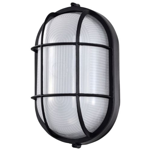 Main product image of LED Oval Bulk Head Fixture Black Finish w/ White Glass