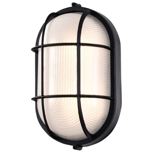 Main product image of LED Oval Bulk Head Fixture Black Finish w/ White Glass