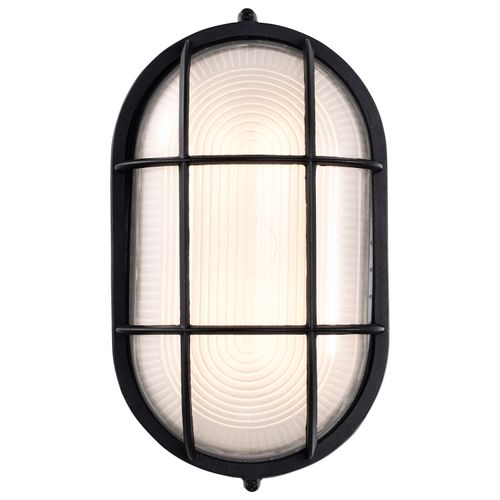 Main product image of LED Oval Bulk Head Fixture Black Finish w/ White Glass