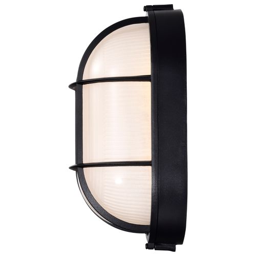 Main product image of LED Oval Bulk Head Fixture Black Finish w/ White Glass