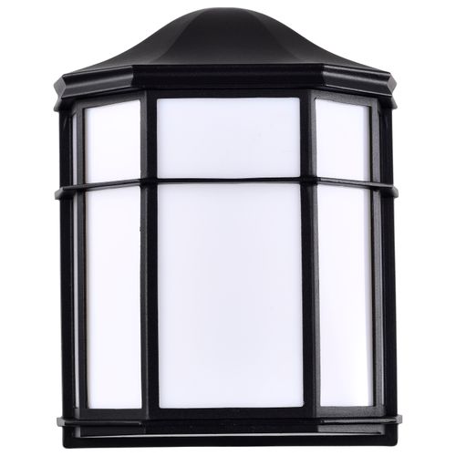 Main product image of LED Cage Lantern Fixture Black Finish w/ White Linen Acrylic