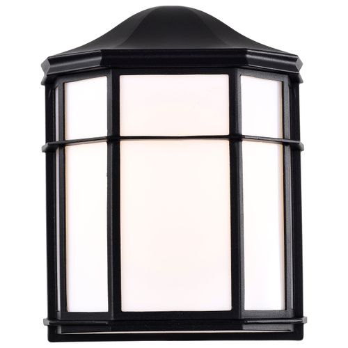 Main product image of LED Cage Lantern Fixture Black Finish w/ White Linen Acrylic