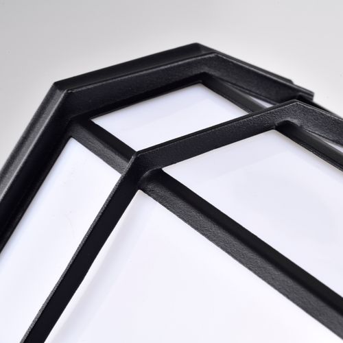 Main product image of LED Cage Lantern Fixture Black Finish w/ White Linen Acrylic