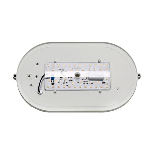 Main product image of LED Oval Bulk Head Fixture White Finish w/ White Glass