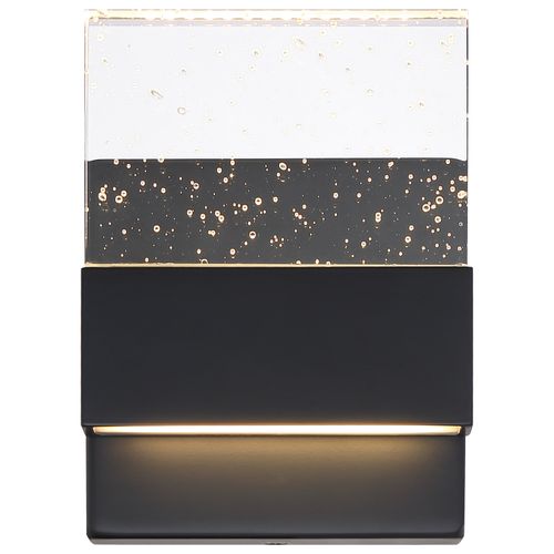 Main product image of Ellusion LED Small Wall Sconce 15W Matte Black Finish w/ Seeded Glass
