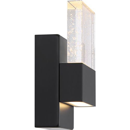 Main product image of Ellusion LED Small Wall Sconce 15W Matte Black Finish w/ Seeded Glass