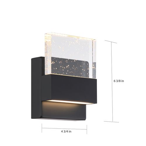 Main product image of Ellusion LED Small Wall Sconce 15W Matte Black Finish w/ Seeded Glass