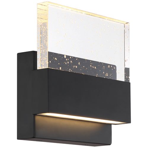 Main product image of Ellusion LED Medium Wall Sconce 15W Matte Black Finish w/ Seeded Glass