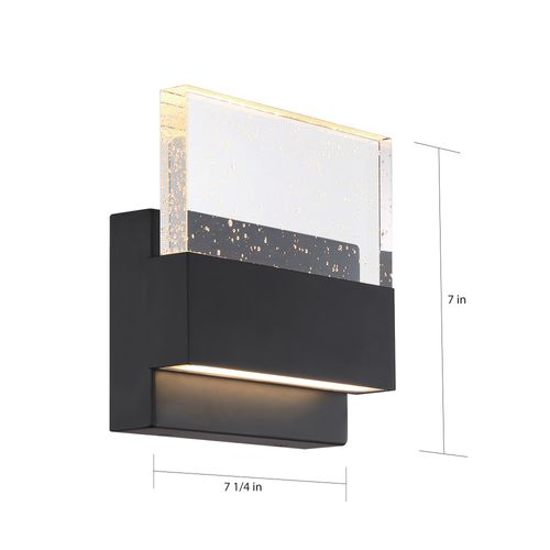 Main product image of Ellusion LED Medium Wall Sconce 15W Matte Black Finish w/ Seeded Glass