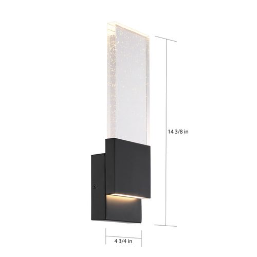 Main product image of Ellusion LED Large Wall Sconce 13W Matte Black Finish w/ Seeded Glass