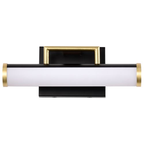 Main product image of Solano Small Vanity LED Black and Brushed Brass Finish White Acrylic Lens