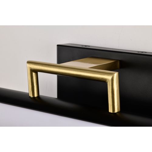 Main product image of Solano Small Vanity LED Black and Brushed Brass Finish White Acrylic Lens