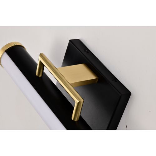 Main product image of Solano Small Vanity LED Black and Brushed Brass Finish White Acrylic Lens