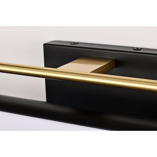 Main product image of Solano Medium Vanity LED Black and Brushed Brass Finish White Acrylic Lens