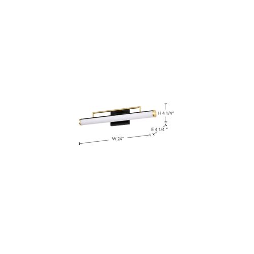 Main product image of Solano Medium Vanity LED Black and Brushed Brass Finish White Acrylic Lens