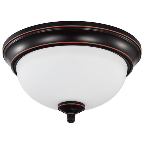 Main product image of Center Lock 11 Inch LED Flush Mount 19 Watt 3000K Mahogany Bronze Finish Frosted Glass