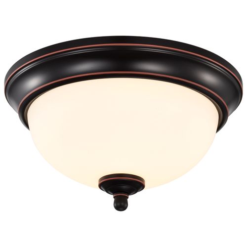 Main product image of Center Lock 11 Inch LED Flush Mount 19 Watt 3000K Mahogany Bronze Finish Frosted Glass