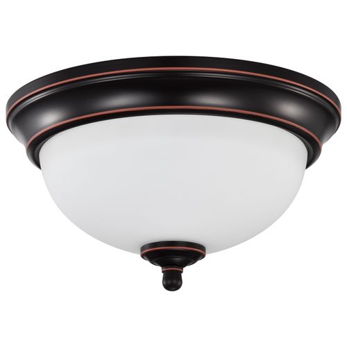 Main product image of Center Lock 11 Inch LED Flush Mount 19 Watt 3000K Mahogany Bronze Finish Frosted Glass