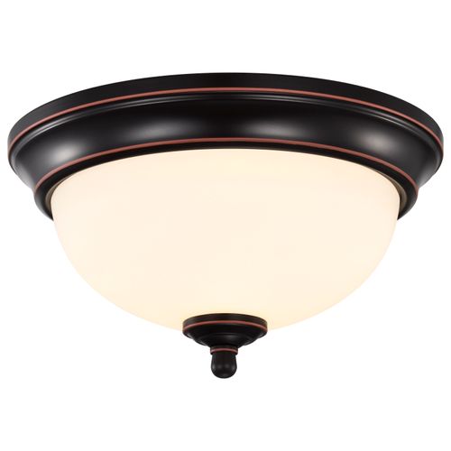 Main product image of Center Lock 11 Inch LED Flush Mount 19 Watt 3000K Mahogany Bronze Finish Frosted Glass
