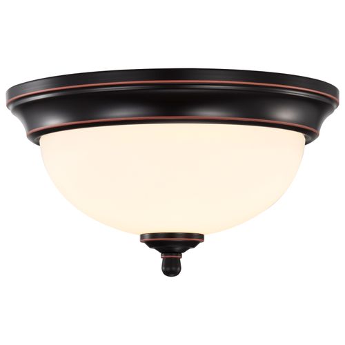Main product image of Center Lock 11 Inch LED Flush Mount 19 Watt 3000K Mahogany Bronze Finish Frosted Glass