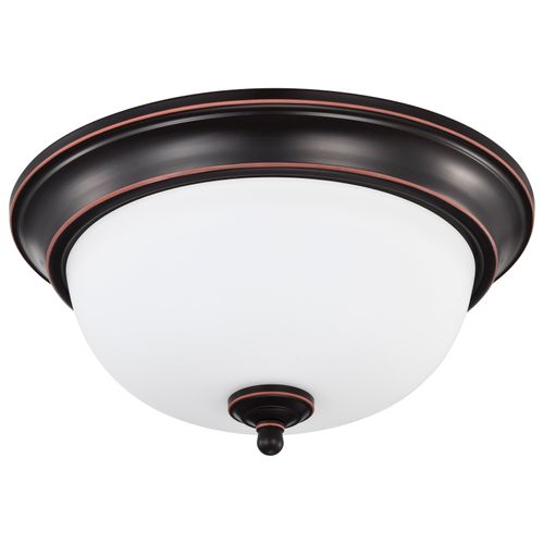 Main product image of Center Lock 13 Inch LED Flush Mount 19 Watt 3000K Mahogany Bronze Finish Frosted Glass