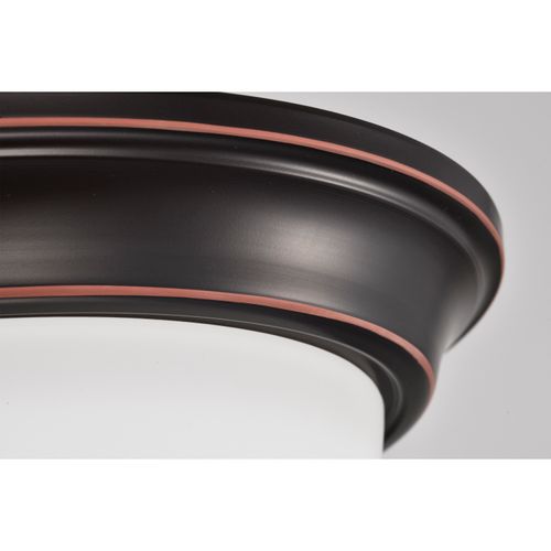 Main product image of Center Lock 13 Inch LED Flush Mount 19 Watt 3000K Mahogany Bronze Finish Frosted Glass