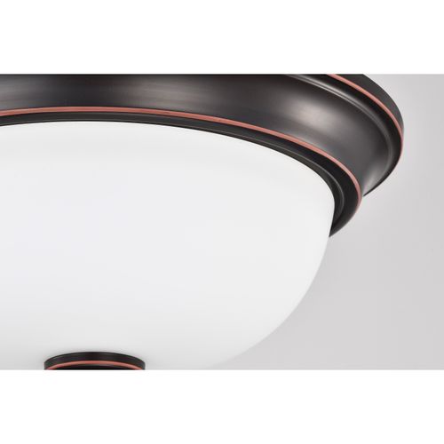 Main product image of Center Lock 13 Inch LED Flush Mount 19 Watt 3000K Mahogany Bronze Finish Frosted Glass