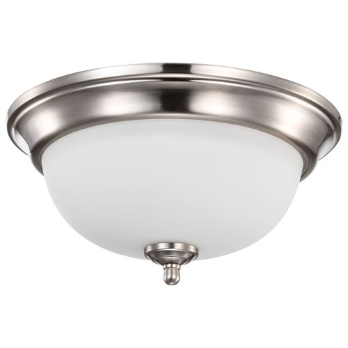 Main product image of Center Lock 13 Inch LED Flush Mount 19 Watt 3000K Brushed Nickel Finish Frosted Glass