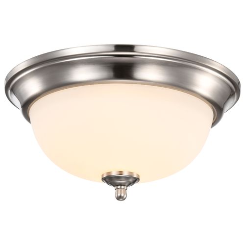 Main product image of Center Lock 13 Inch LED Flush Mount 19 Watt 3000K Brushed Nickel Finish Frosted Glass