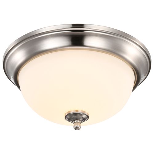Main product image of Center Lock 13 Inch LED Flush Mount 19 Watt 3000K Brushed Nickel Finish Frosted Glass