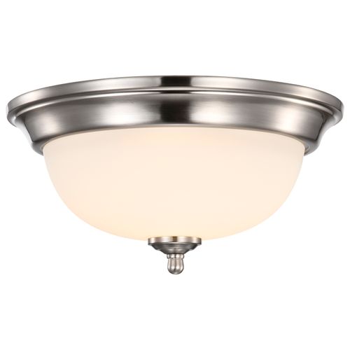 Main product image of Center Lock 13 Inch LED Flush Mount 19 Watt 3000K Brushed Nickel Finish Frosted Glass
