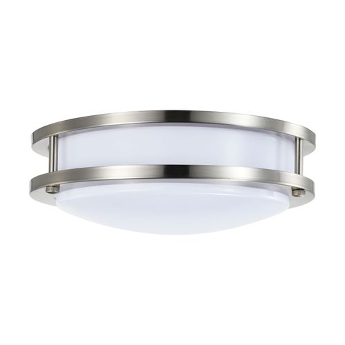 Main product image of 16 Watt 10" LED Flush Mount Fixture 3000K Dimmable Brushed Nickel White Lens