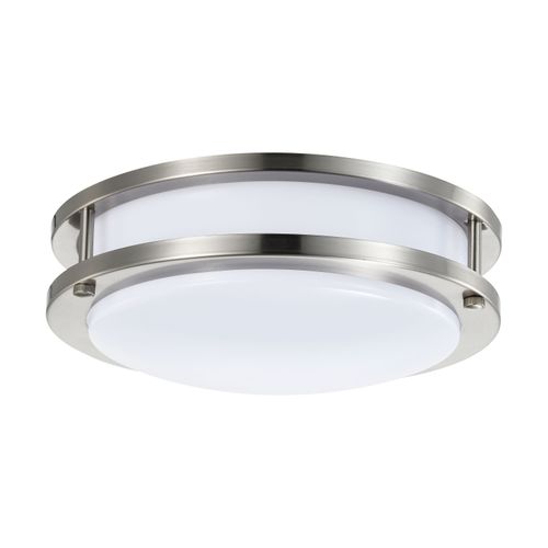 Main product image of 16 Watt 10" LED Flush Mount Fixture 3000K Dimmable Brushed Nickel White Lens