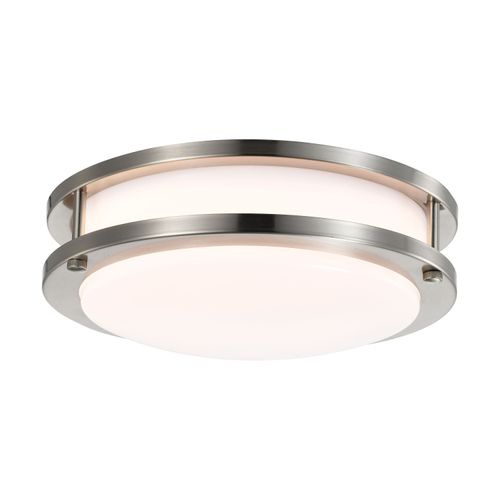 Main product image of 16 Watt 10" LED Flush Mount Fixture 3000K Dimmable Brushed Nickel White Lens