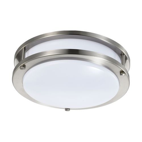 Main product image of 16 Watt 10" LED Flush Mount Fixture 3000K Dimmable Brushed Nickel White Lens