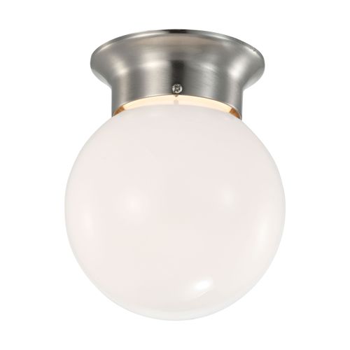 Main product image of 8 Watt 6" LED Flush Mount Fixture 3000K Dimmable Brushed Nickel Frosted Glass