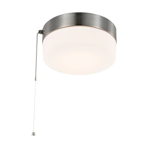 Main product image of 12 Watt 8" LED Flush Mount Fixture w/ Pull Chain Brushed Nickel w/ Frosted Glass